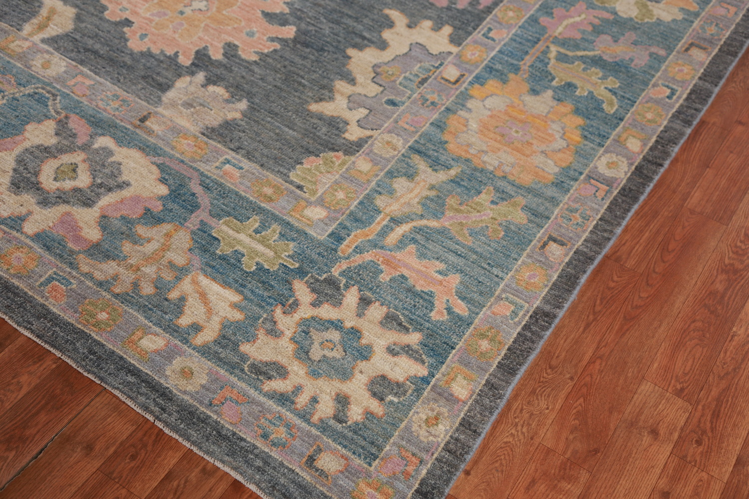Vegetable Dye Blue Gray Oushak Turkish Area Rug 8x10