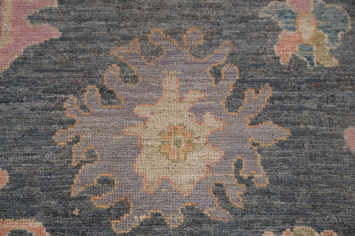Vegetable Dye Blue Gray Oushak Turkish Area Rug 8x10