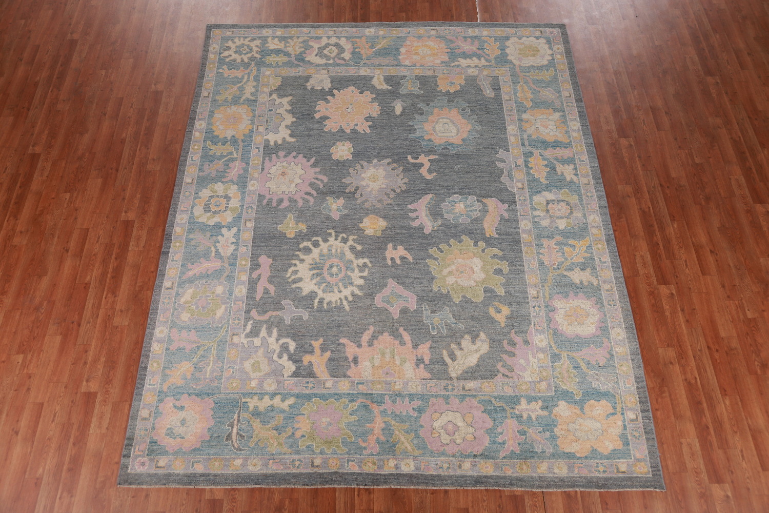 Vegetable Dye Blue Gray Oushak Turkish Area Rug 8x10
