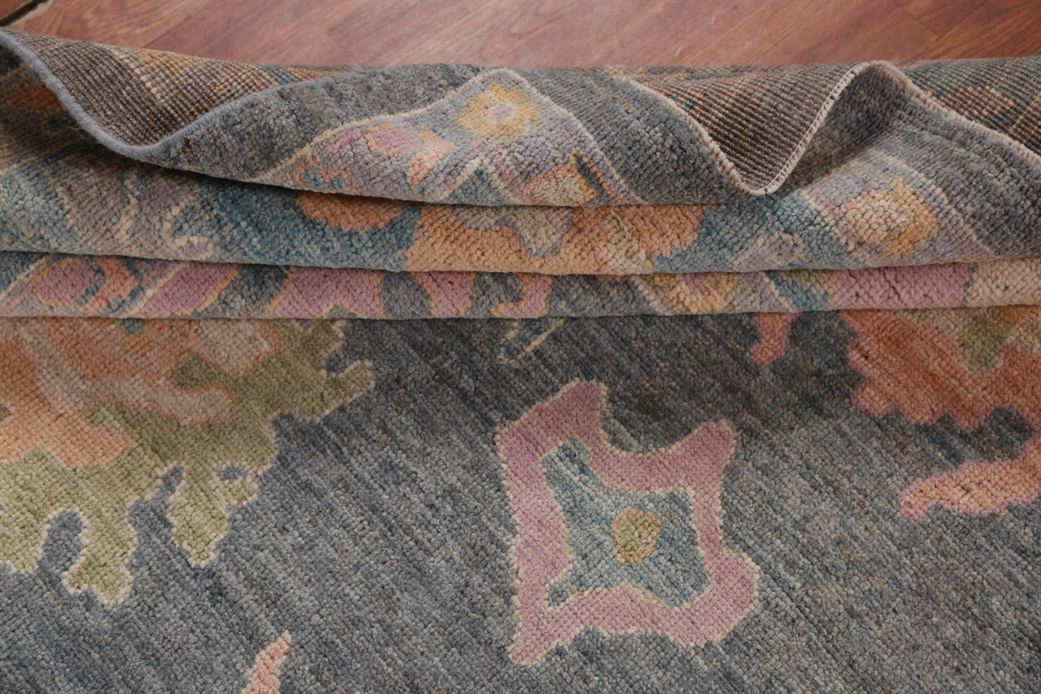 Vegetable Dye Blue Gray Oushak Turkish Area Rug 8x10