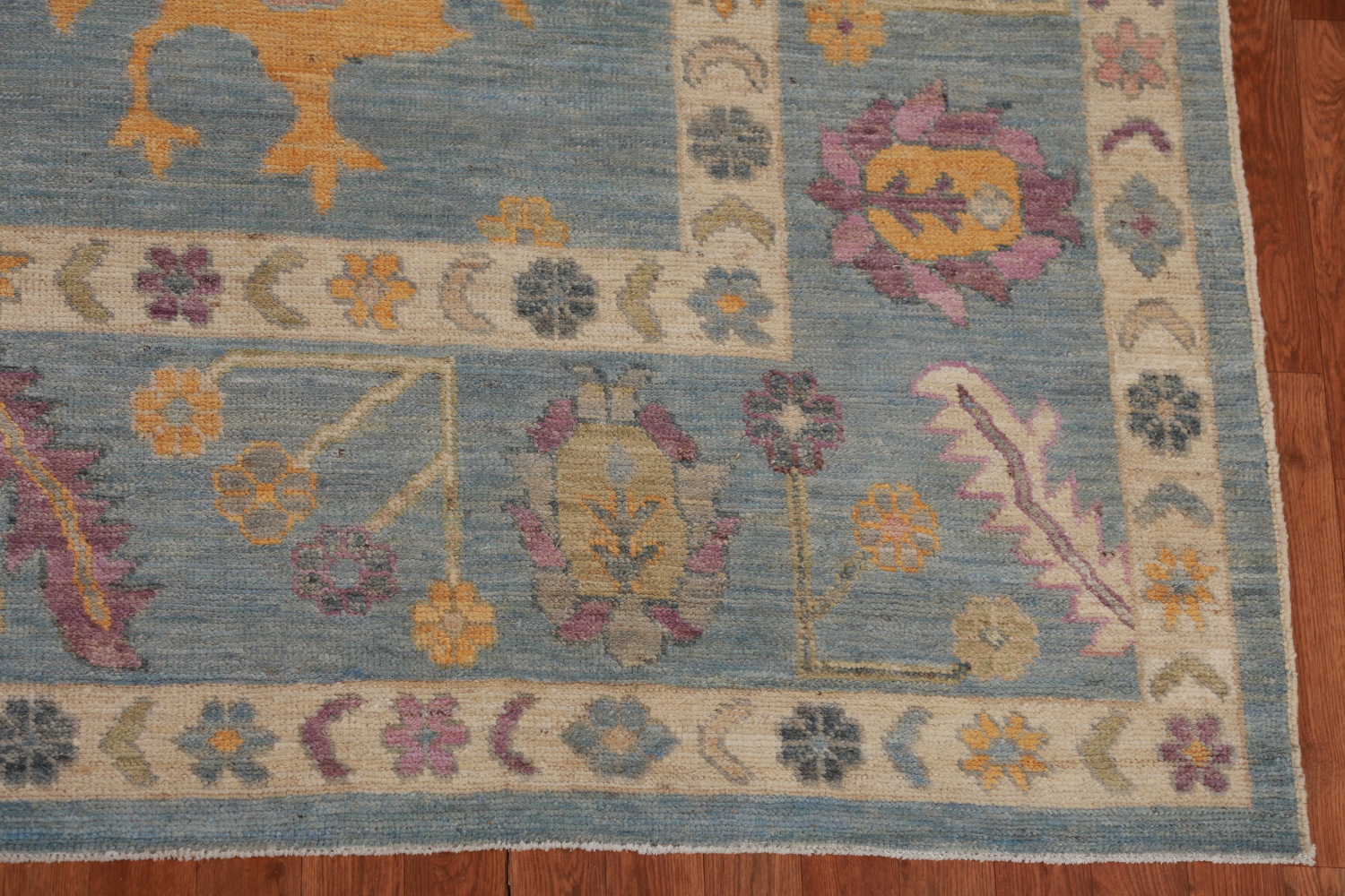 Vegetable Dye Blue Oushak Turkish Area Rug 9x13