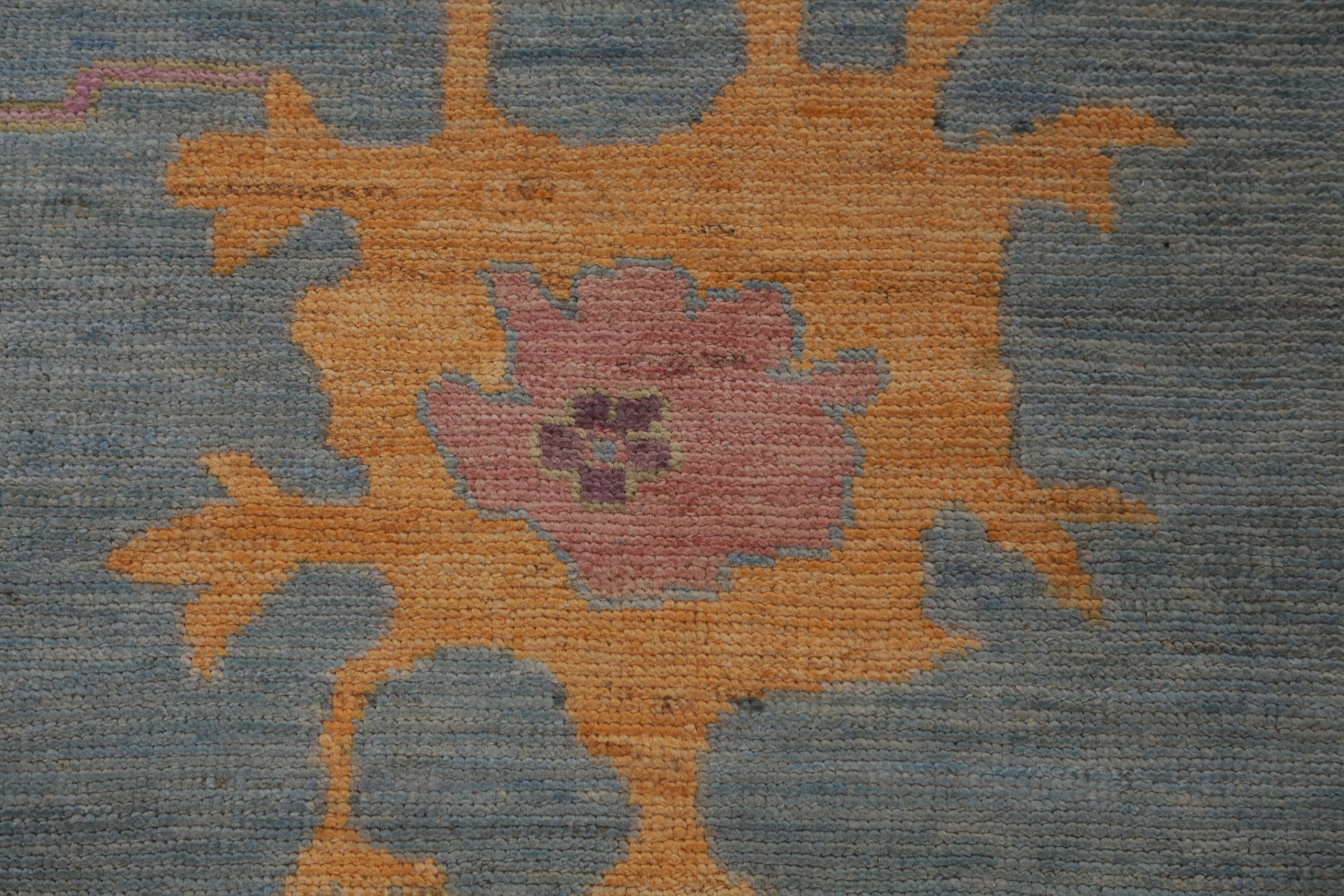 Vegetable Dye Blue Oushak Turkish Area Rug 9x13