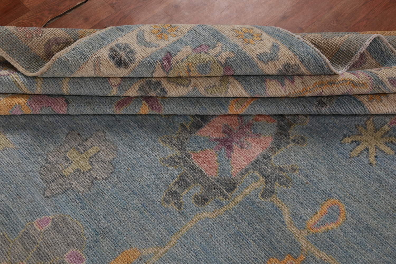 Vegetable Dye Blue Oushak Turkish Area Rug 9x13