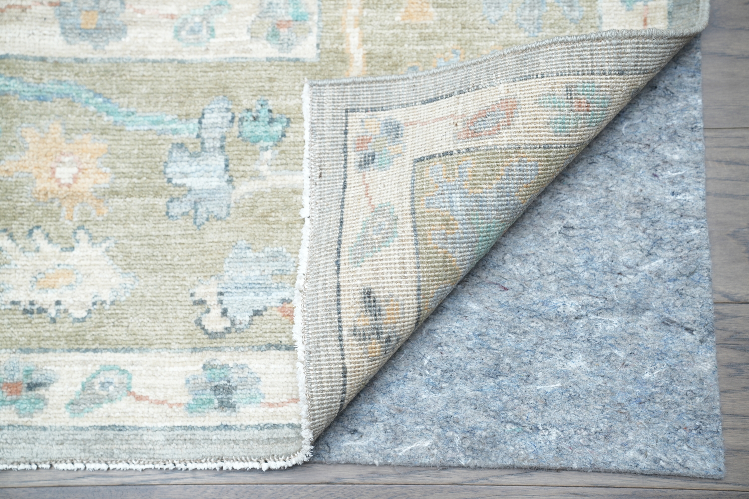 Pastel Floral Muted Grey Vegetable Dye Oushak Turkish Rug 9x12