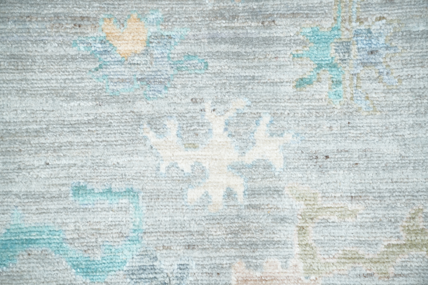 Pastel Floral Muted Grey Vegetable Dye Oushak Turkish Rug 9x12