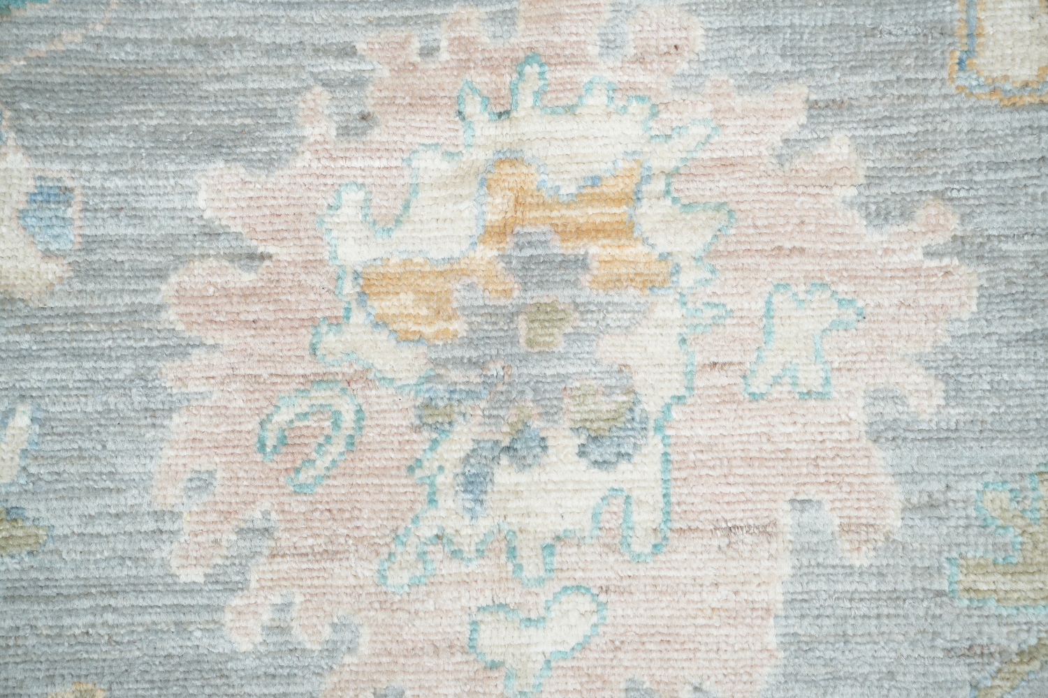Pastel Floral Muted Grey Vegetable Dye Oushak Turkish Rug 9x12