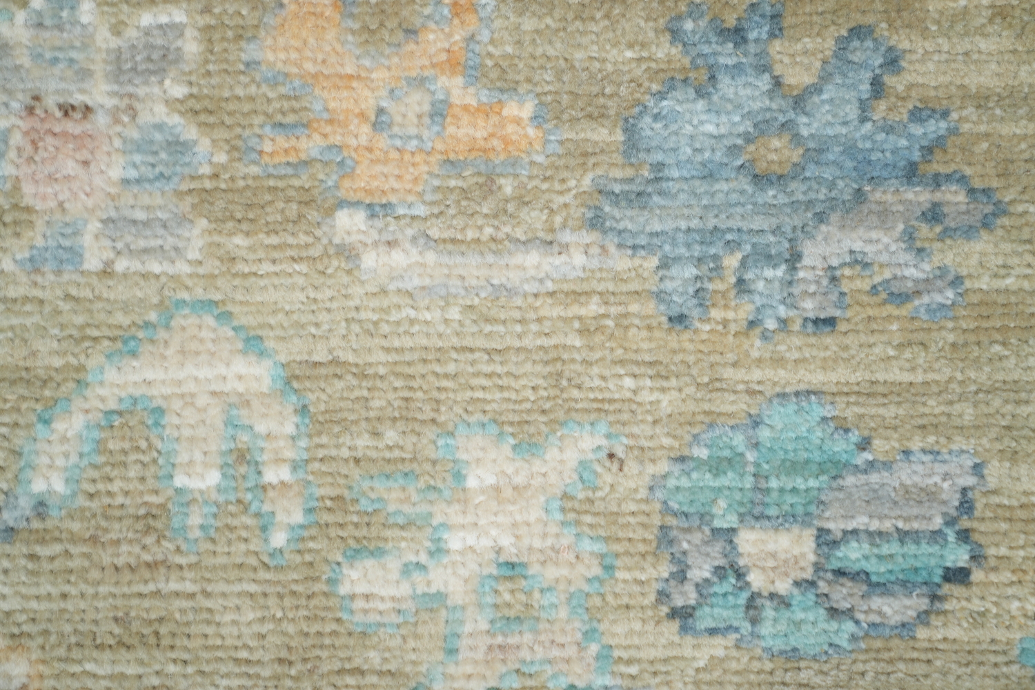 Pastel Floral Muted Grey Vegetable Dye Oushak Turkish Rug 9x12