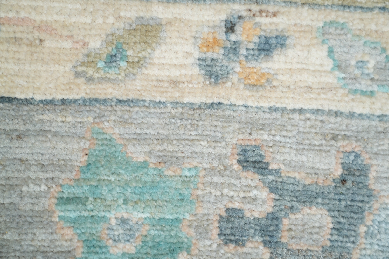Pastel Floral Muted Grey Vegetable Dye Oushak Turkish Rug 9x12