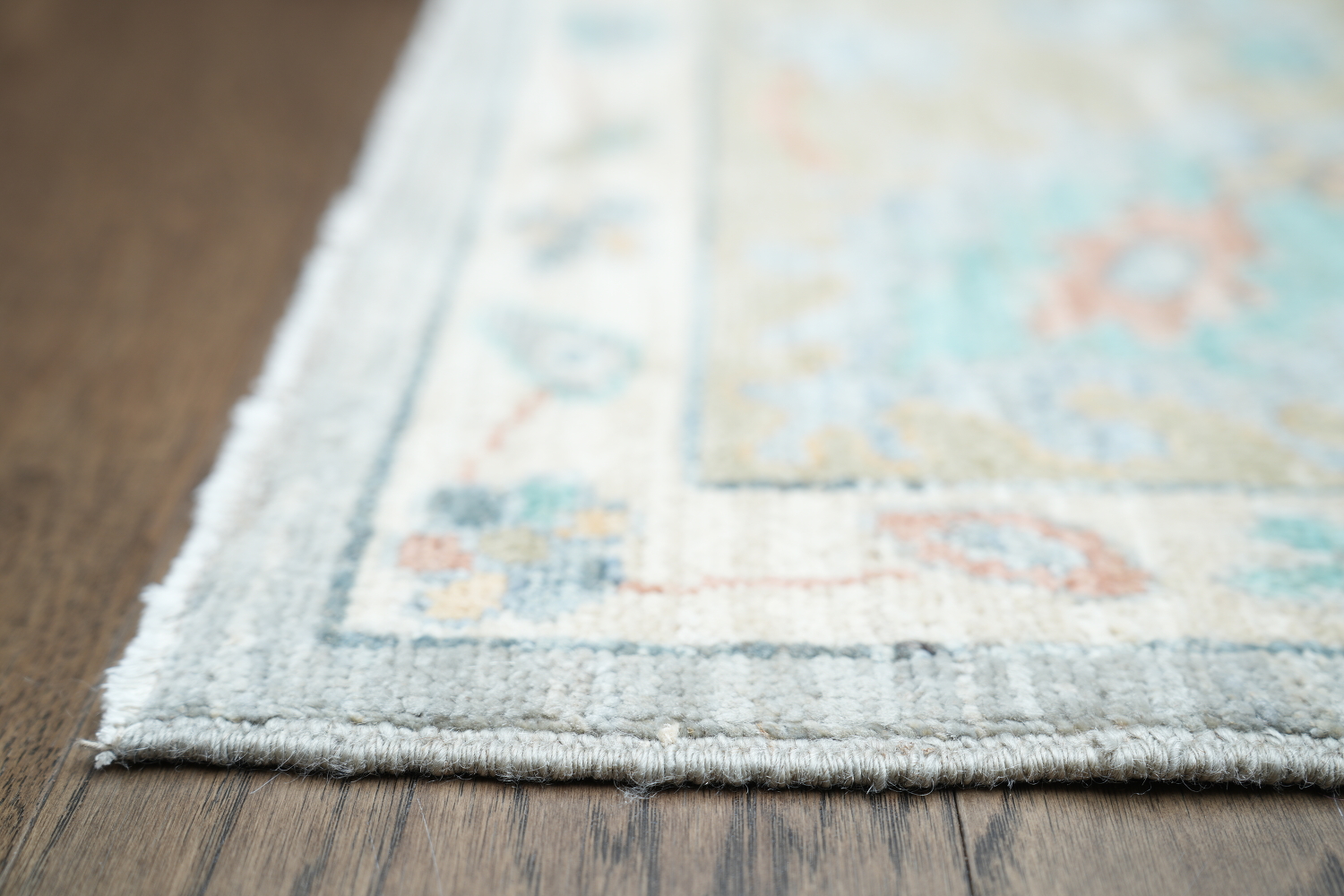 Pastel Floral Muted Grey Vegetable Dye Oushak Turkish Rug 9x12