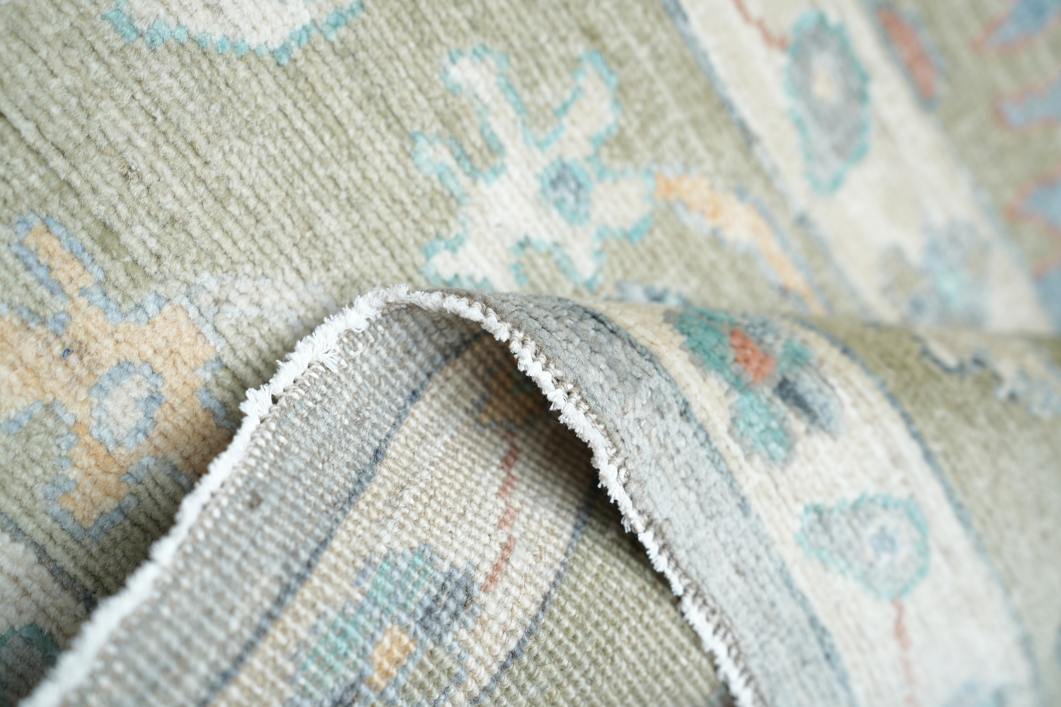 Pastel Floral Muted Grey Vegetable Dye Oushak Turkish Rug 9x12