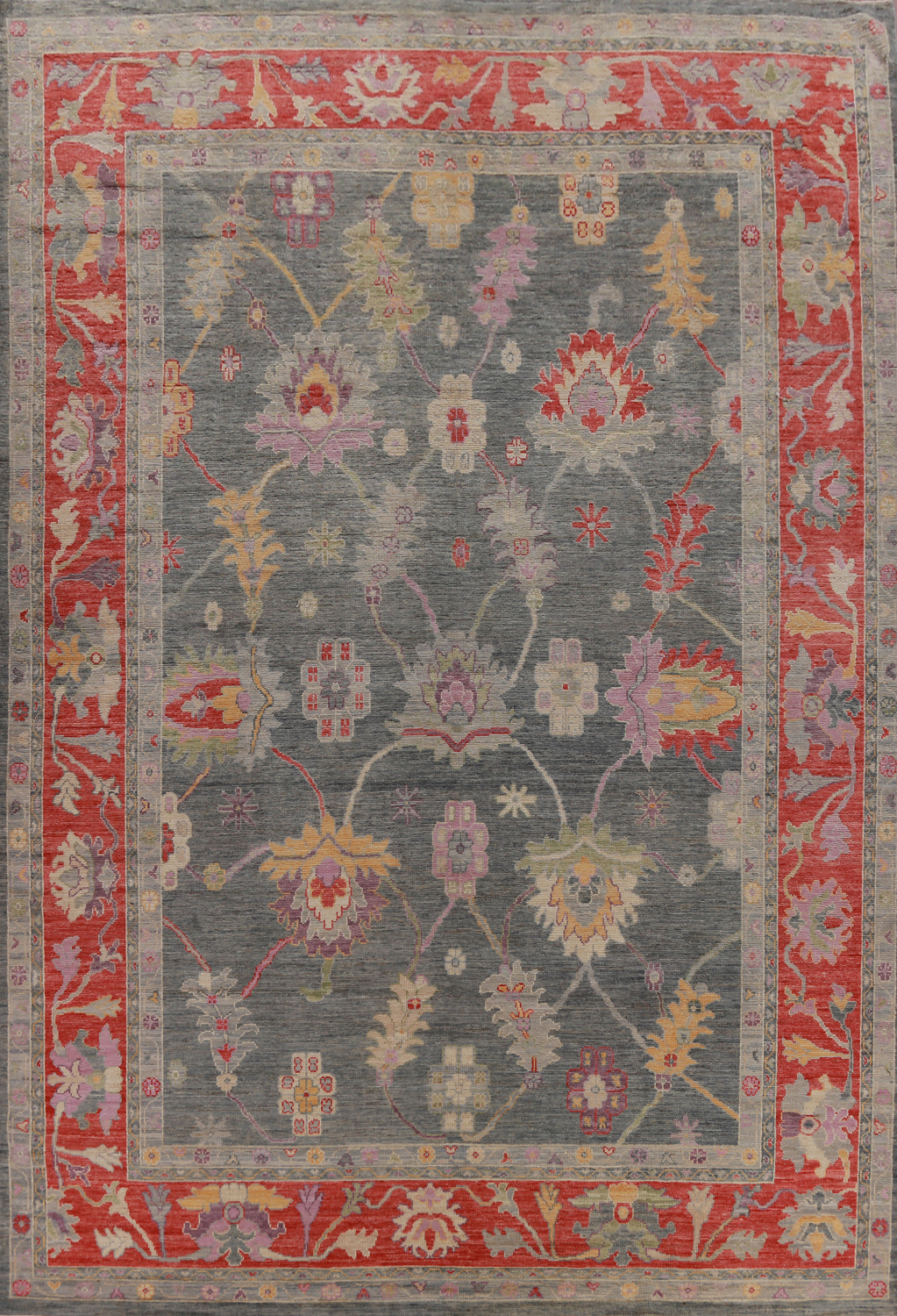 Vegetable Dye Floral Oushak Oriental Large Rug 10x14