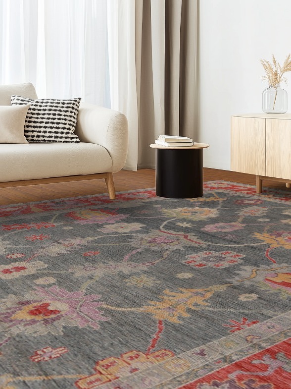 Vegetable Dye Floral Oushak Oriental Large Rug 10x14