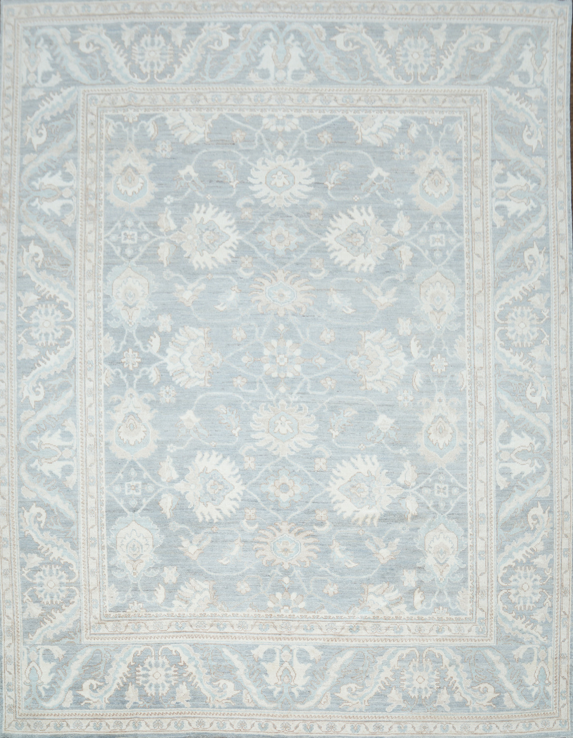 Vegetable Dye Muted Grey Oushak Turkish Area Rug 9x12