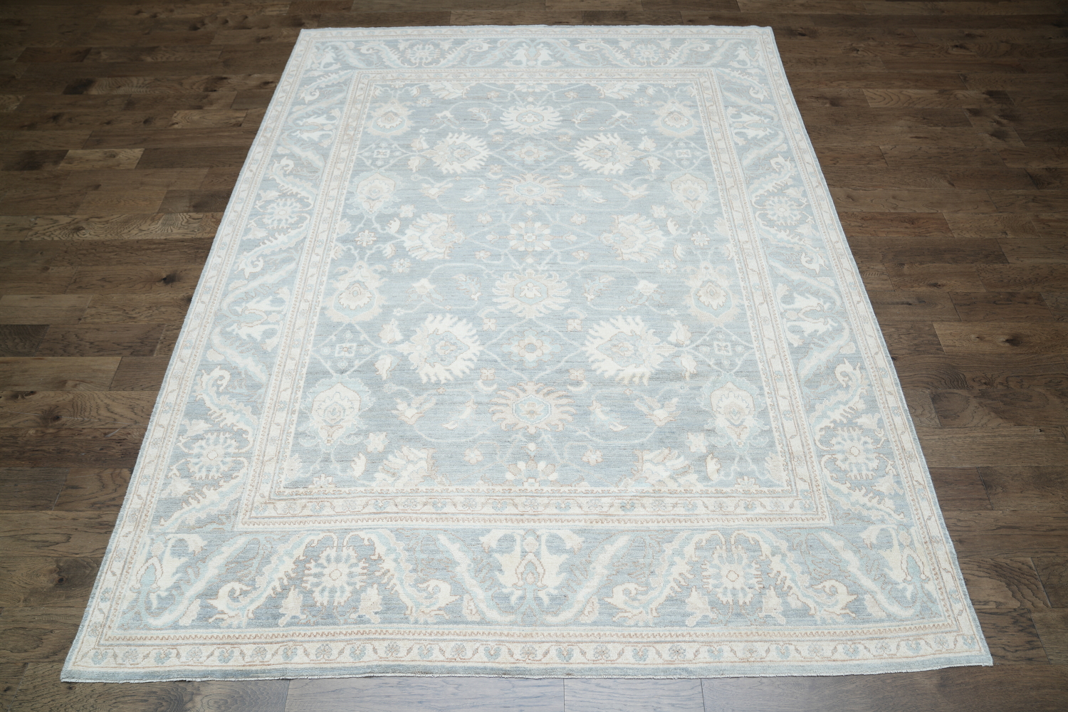 Vegetable Dye Muted Grey Oushak Turkish Area Rug 9x12
