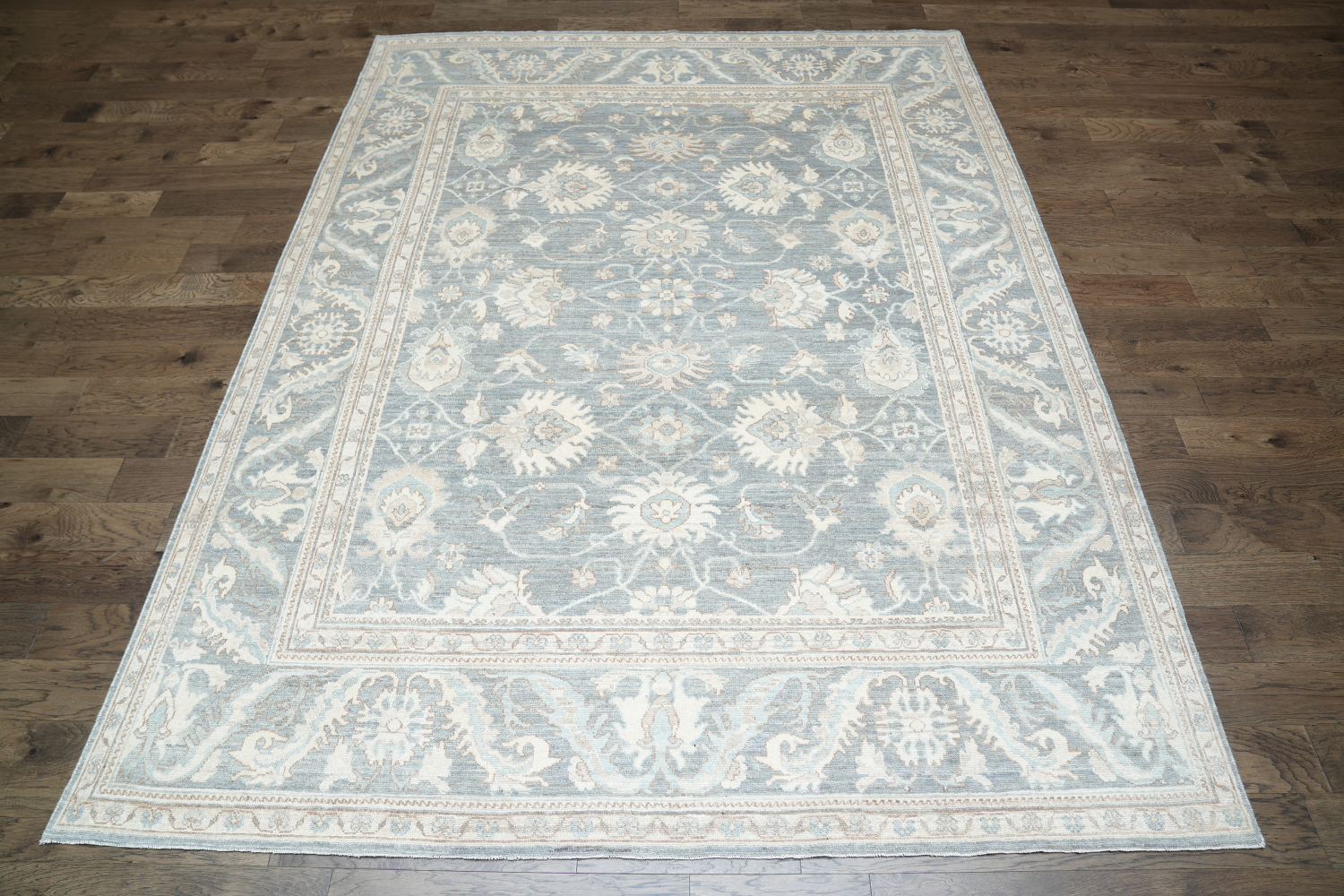 Vegetable Dye Muted Grey Oushak Turkish Area Rug 9x12