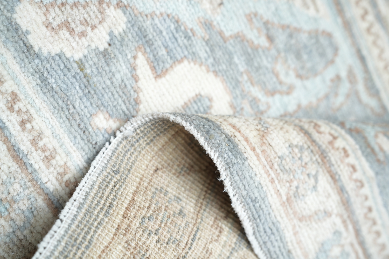 Vegetable Dye Muted Grey Oushak Turkish Area Rug 9x12