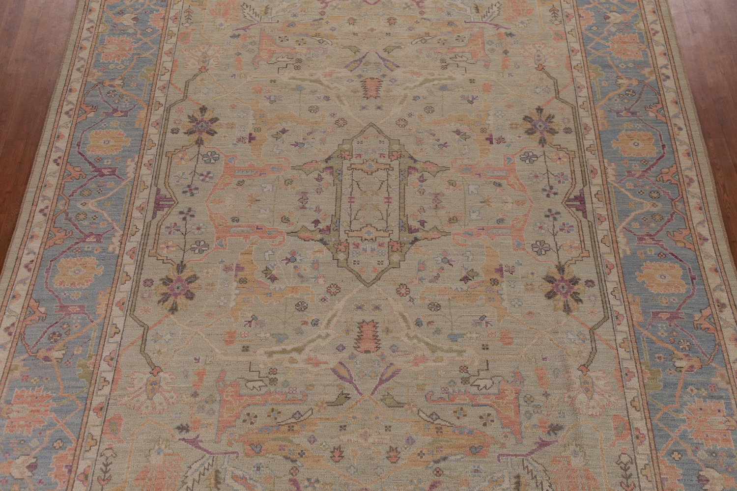 Vegetable Dye Wool Oushak Turkish Area Rug 9x12