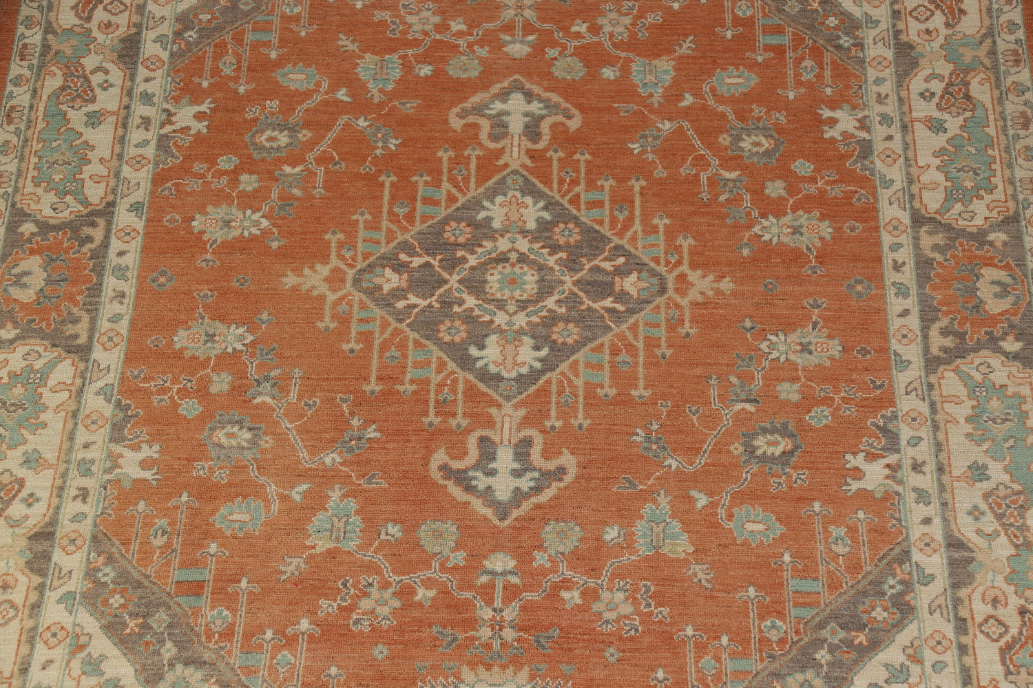 Handmade Orange Oushak Vegetable Dye Area Rug 8x10