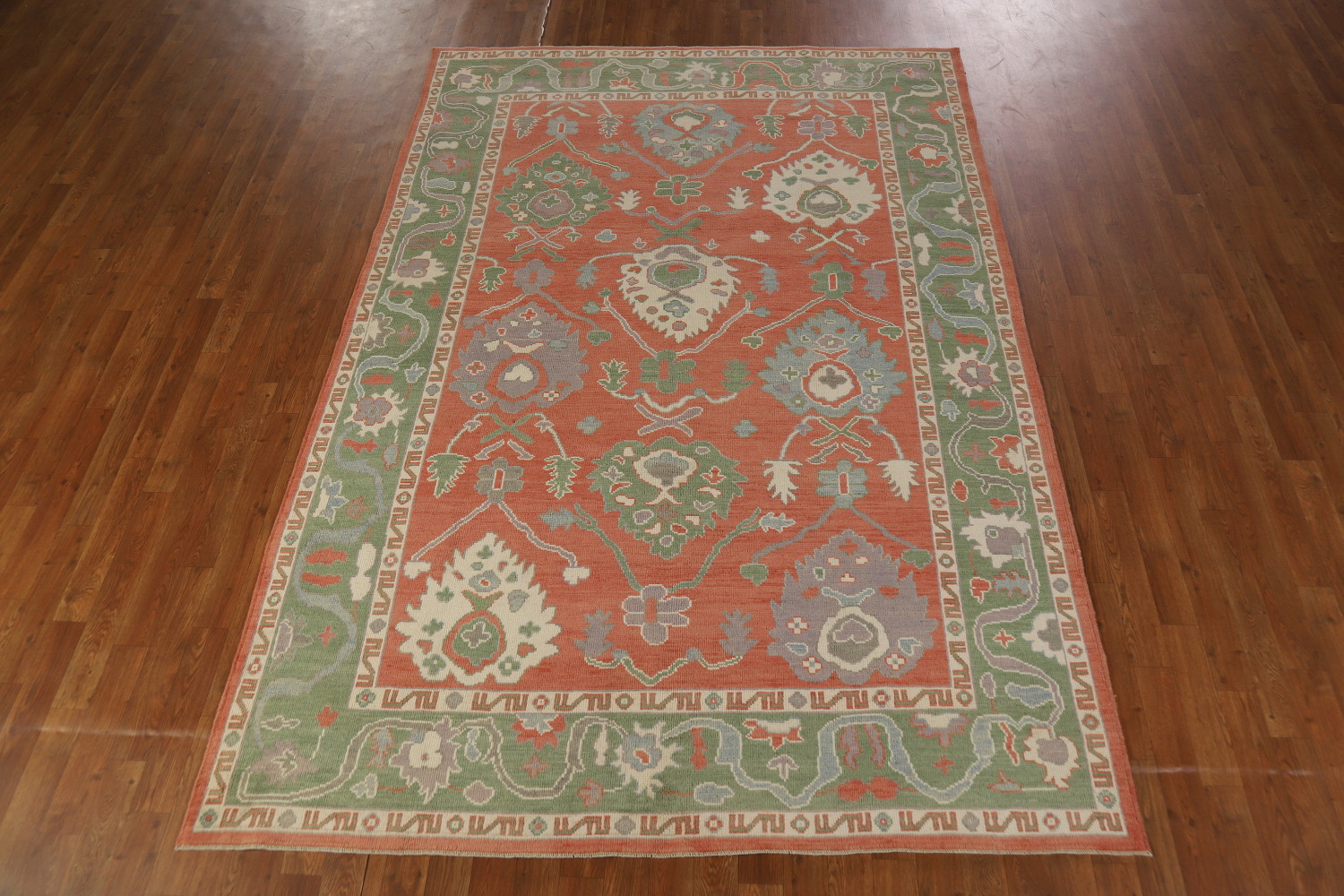 Vegetable Dye Floral Oushak Turkish Area Rug 6x9
