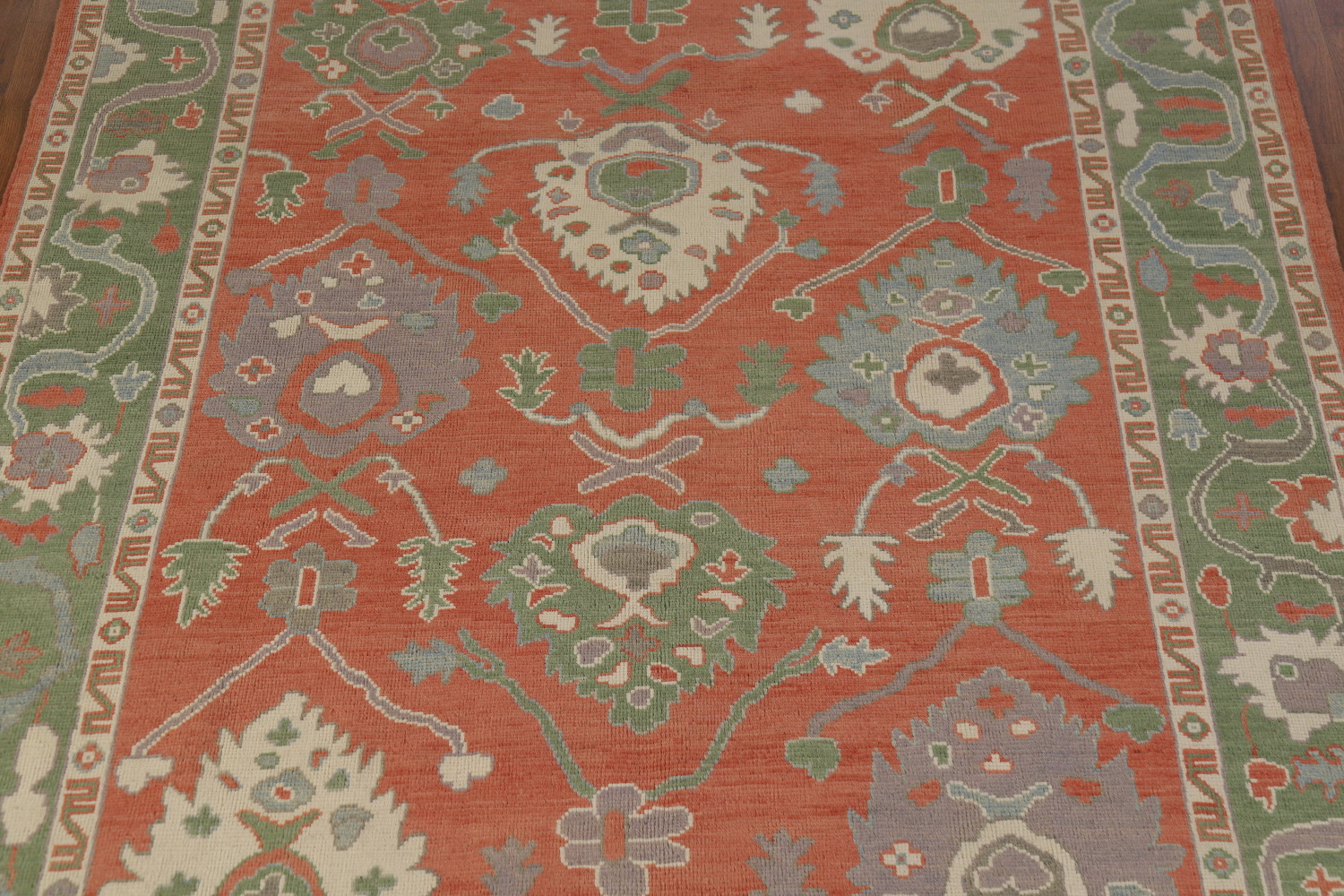 Vegetable Dye Floral Oushak Turkish Area Rug 6x9