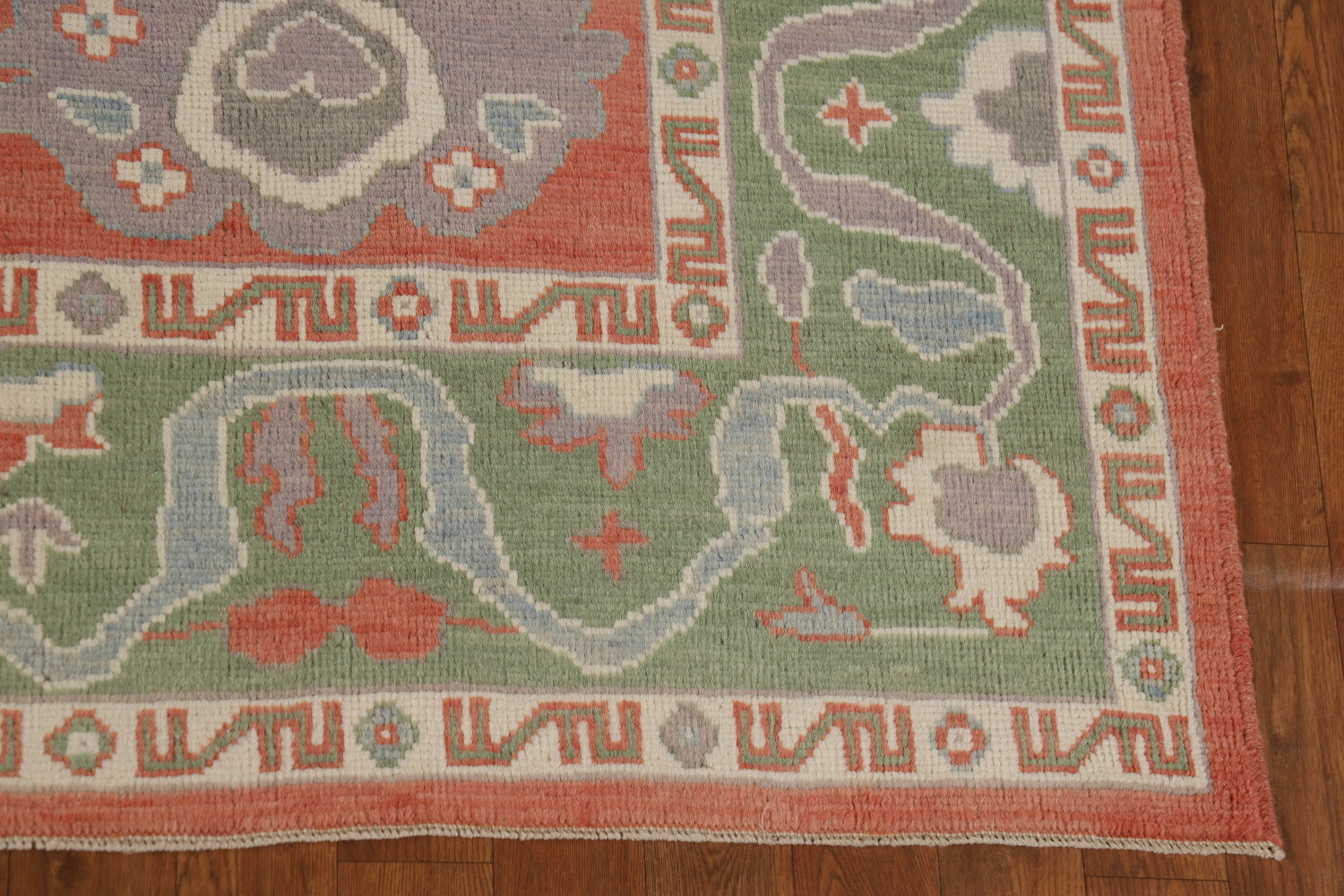 Vegetable Dye Floral Oushak Turkish Area Rug 6x9