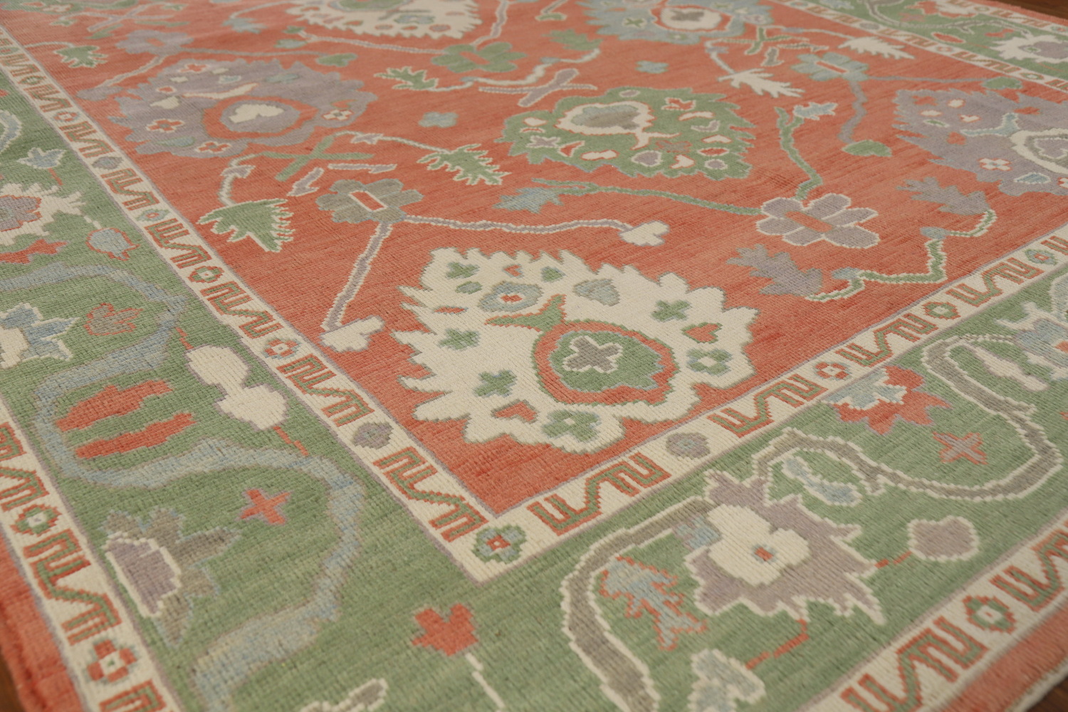 Vegetable Dye Floral Oushak Turkish Area Rug 6x9