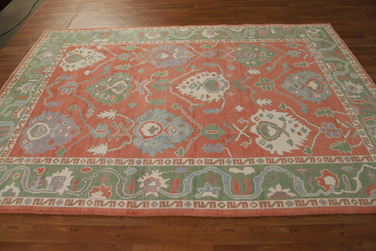 Vegetable Dye Floral Oushak Turkish Area Rug 6x9