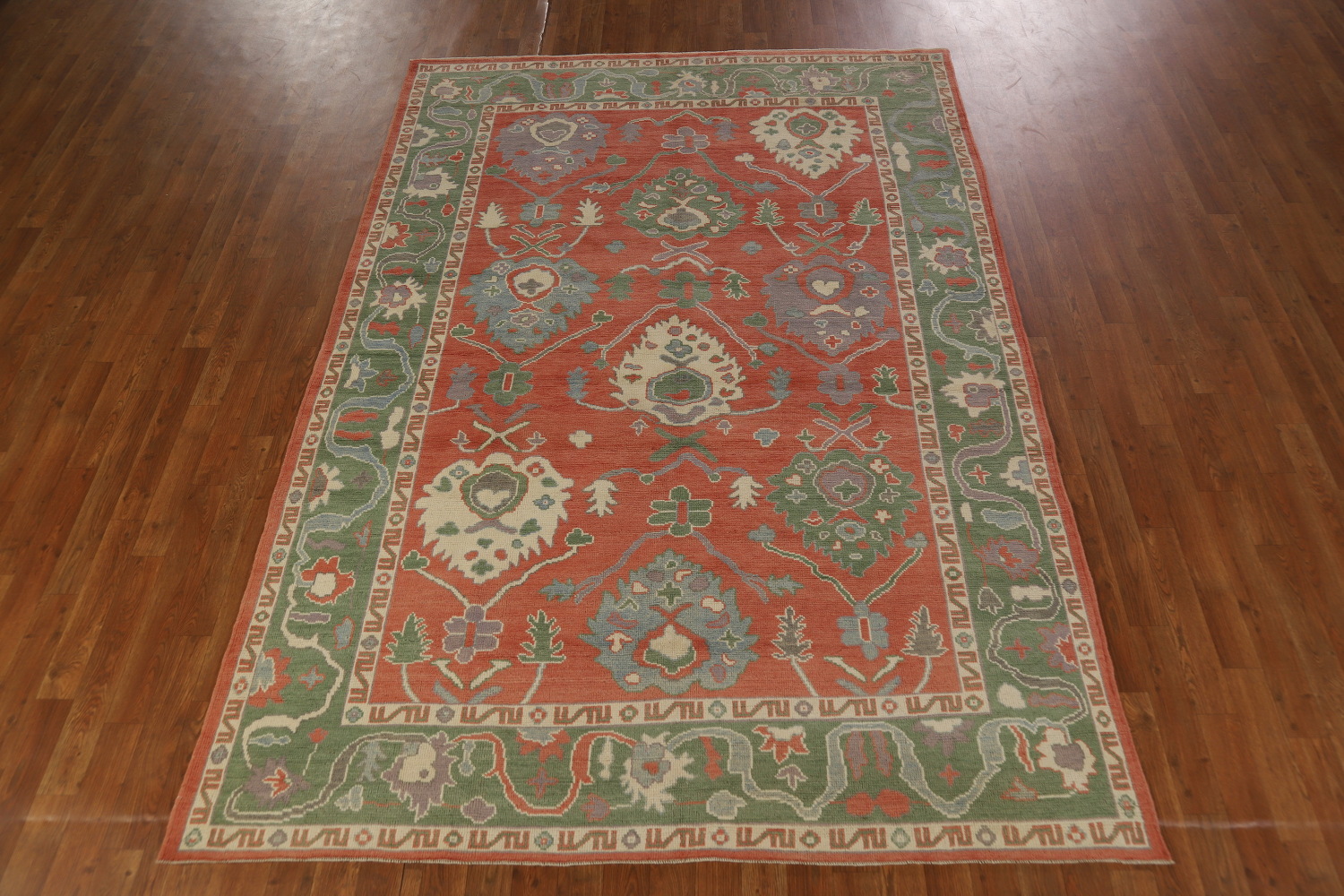 Vegetable Dye Floral Oushak Turkish Area Rug 6x9