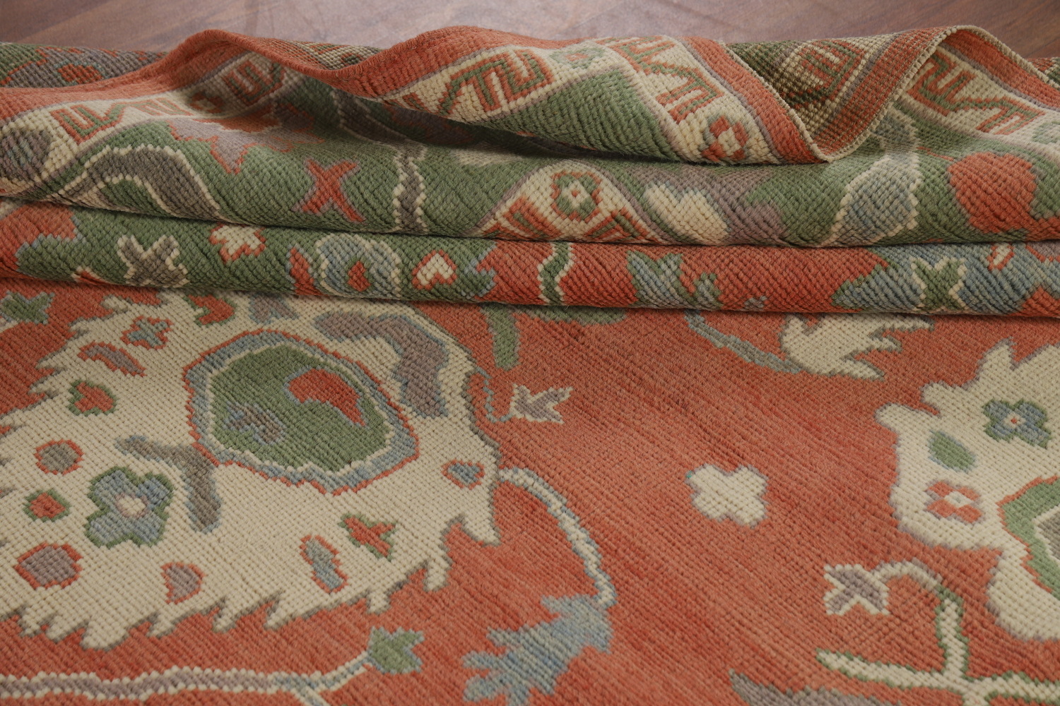 Vegetable Dye Floral Oushak Turkish Area Rug 6x9