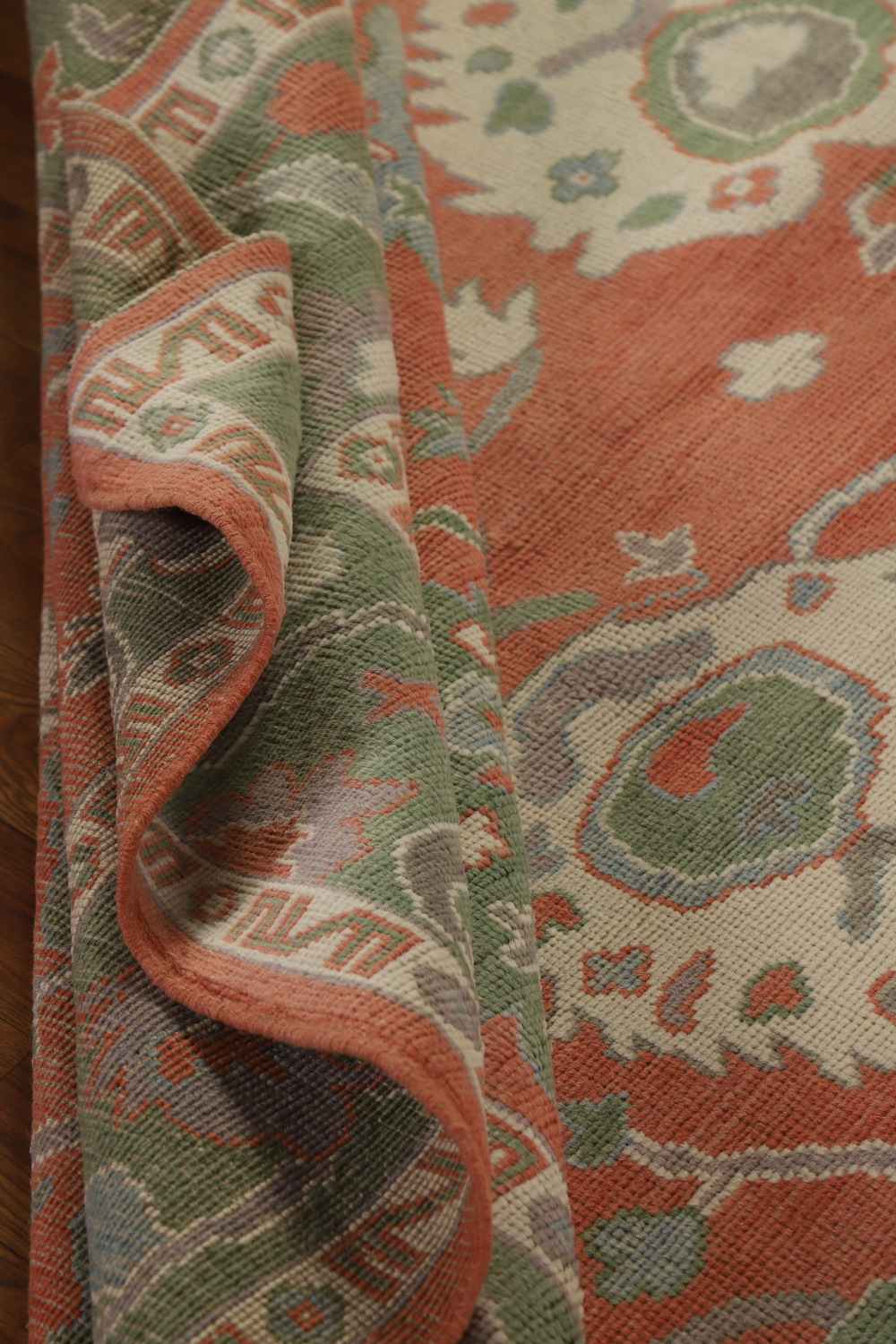 Vegetable Dye Floral Oushak Turkish Area Rug 6x9