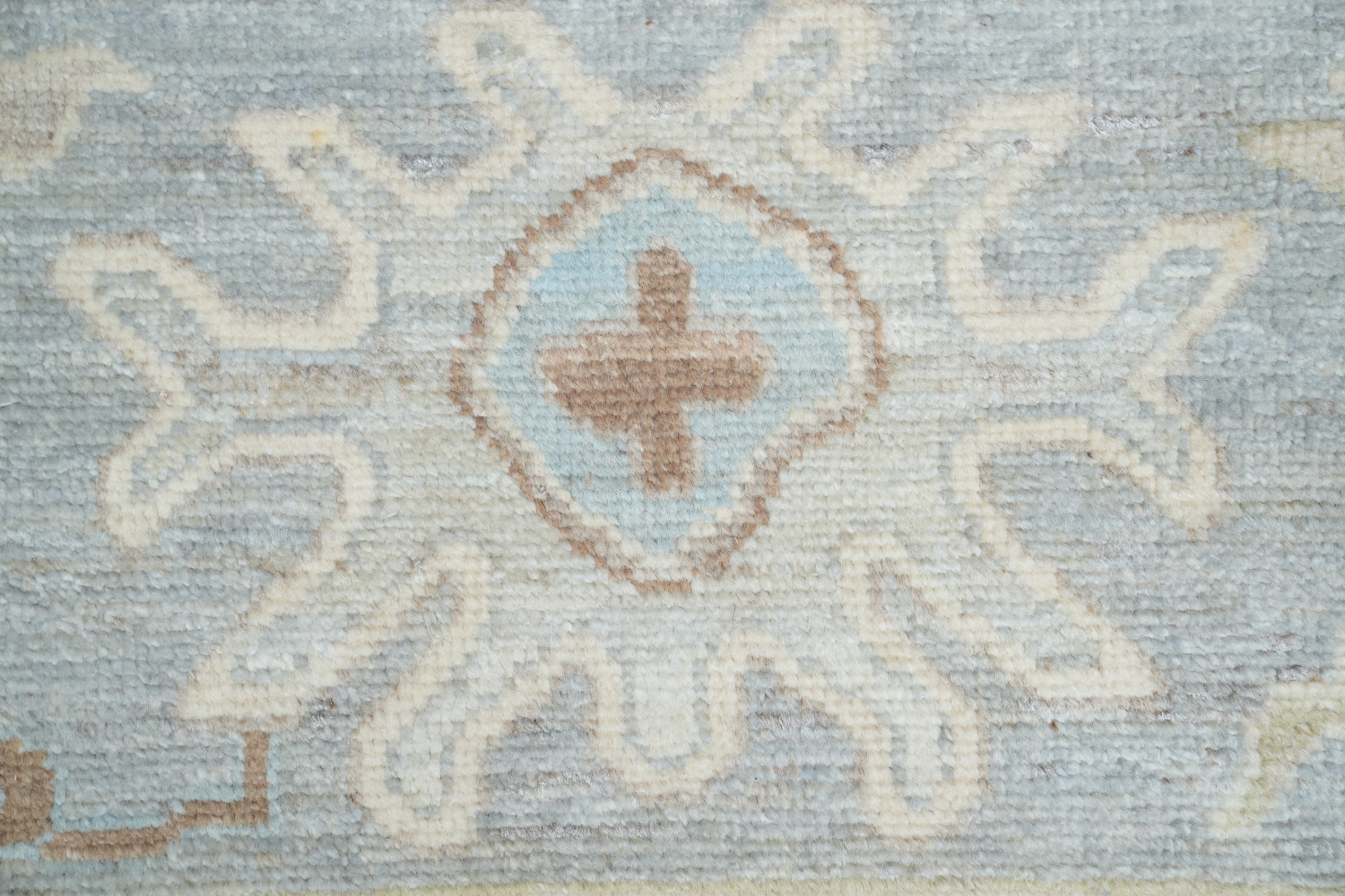 Soft Gray Blue Oushak Turkish Living Room Rug