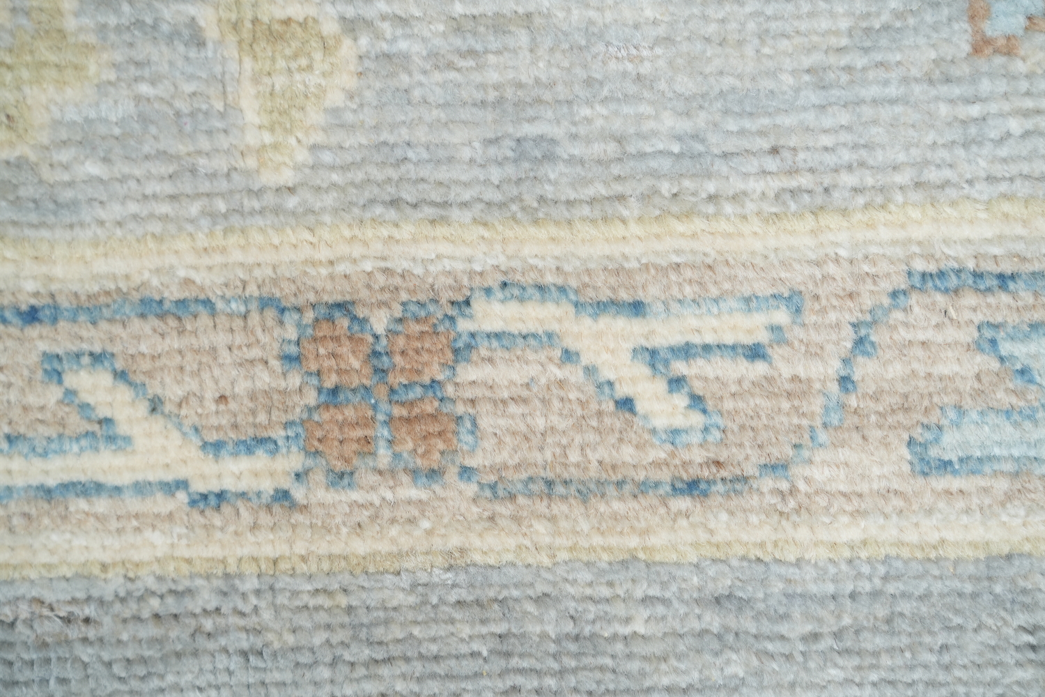Soft Gray Blue Oushak Turkish Living Room Rug