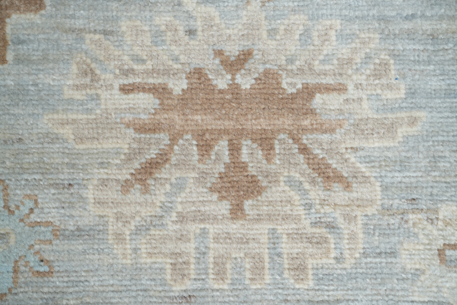 Soft Gray Blue Oushak Turkish Living Room Rug