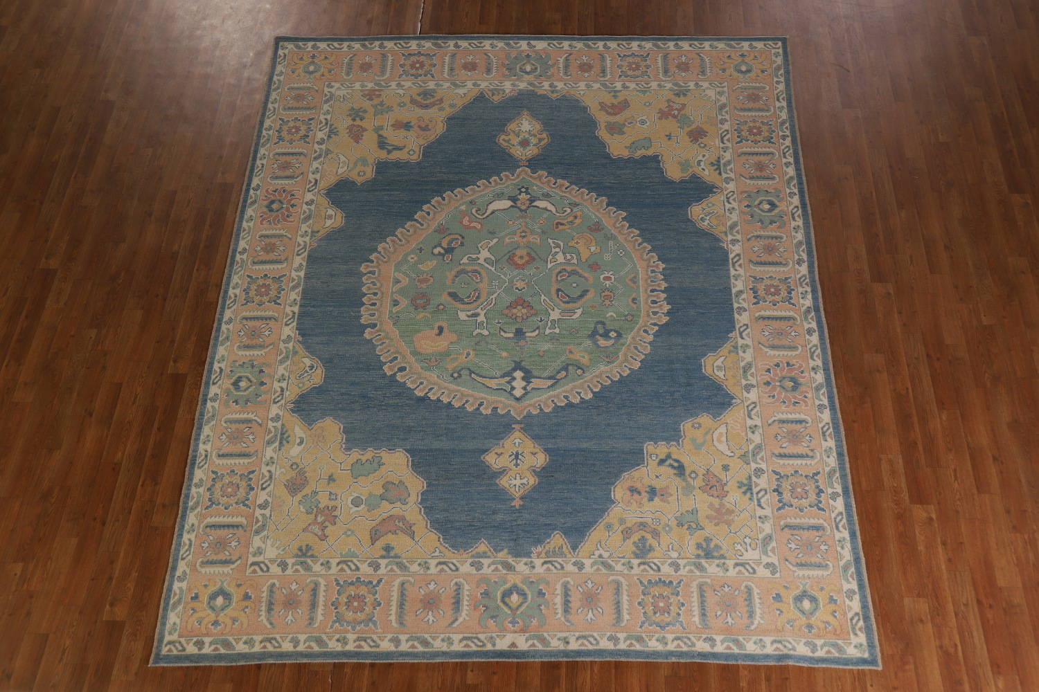 Vegetable Dye Blue Oushak Turkish Area Rug 8x10