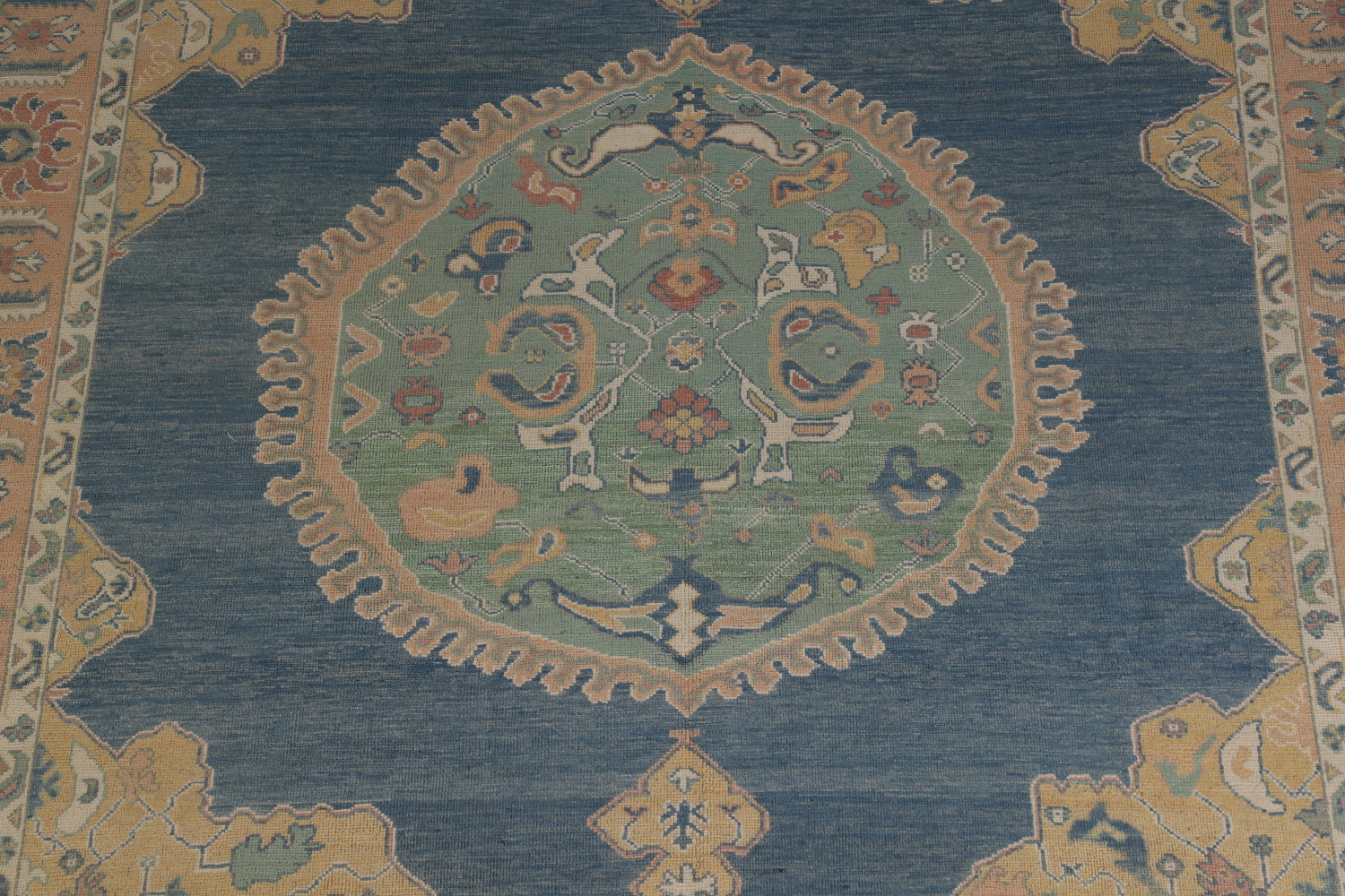 Vegetable Dye Blue Oushak Turkish Area Rug 8x10