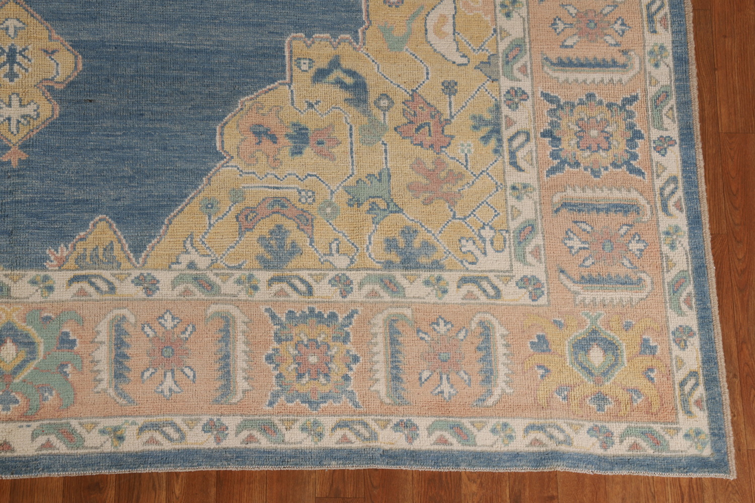 Vegetable Dye Blue Oushak Turkish Area Rug 8x10