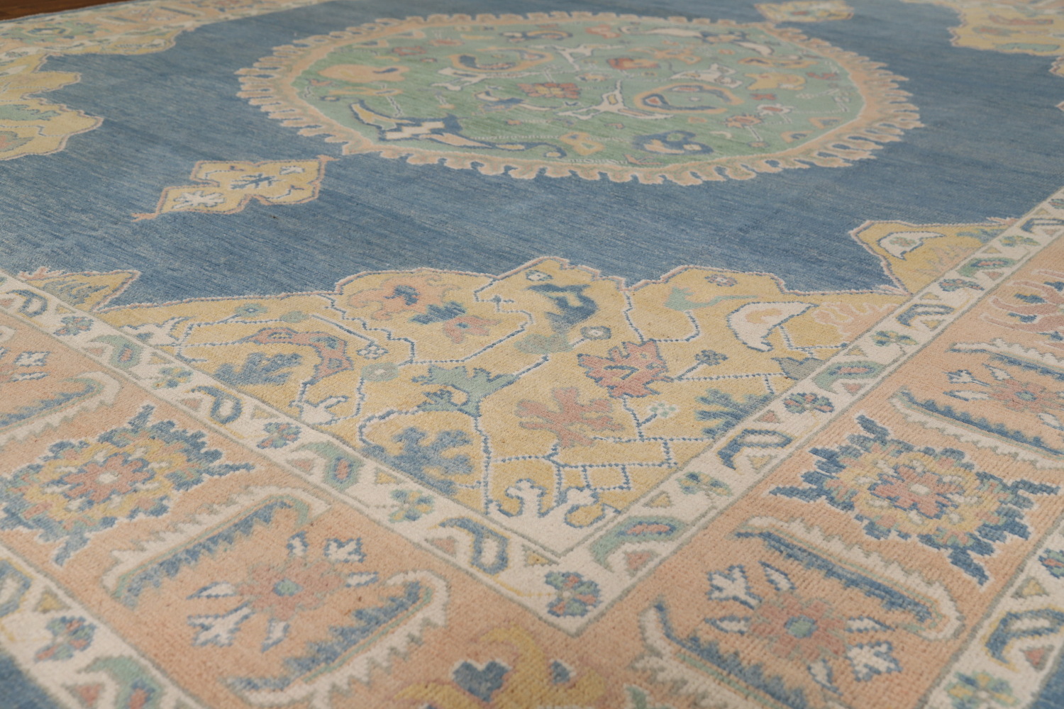 Vegetable Dye Blue Oushak Turkish Area Rug 8x10