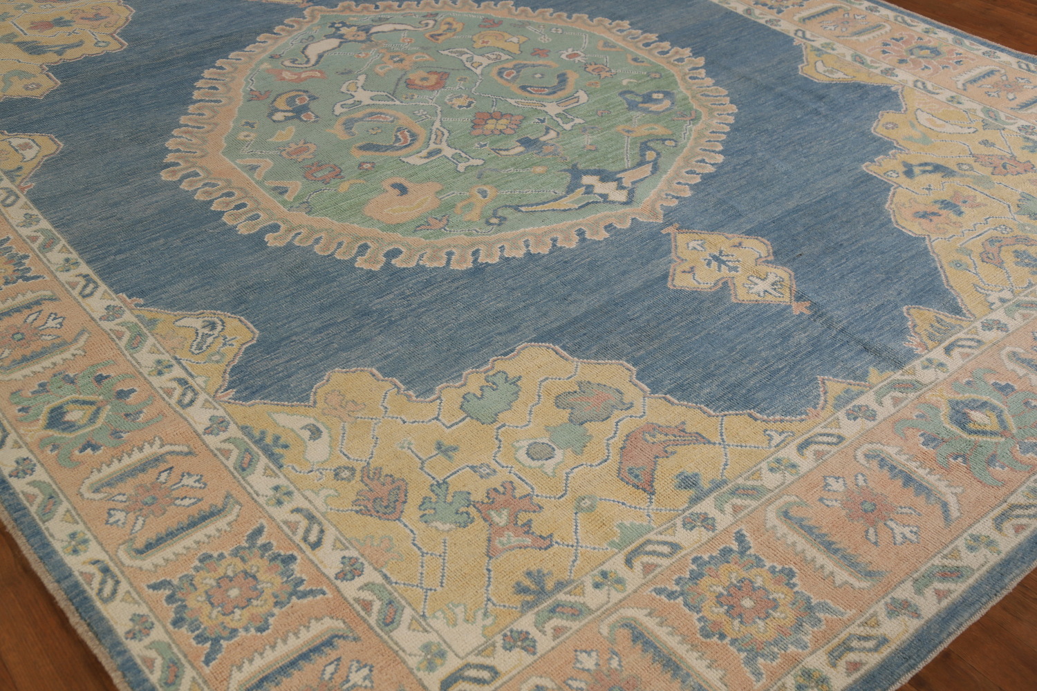 Vegetable Dye Blue Oushak Turkish Area Rug 8x10