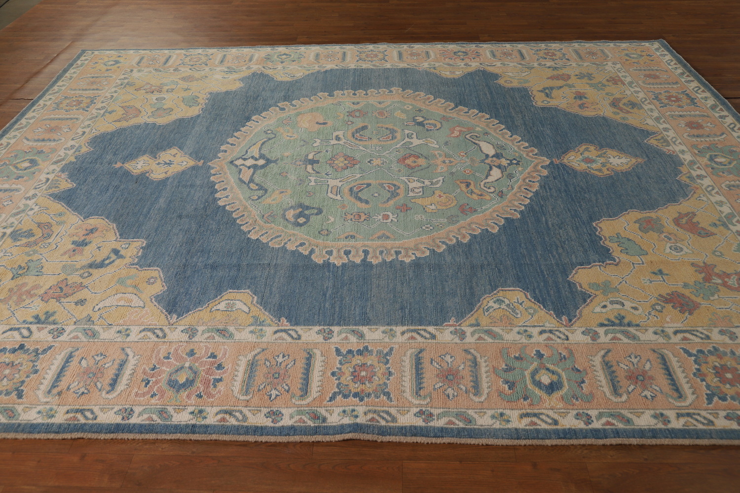 Vegetable Dye Blue Oushak Turkish Area Rug 8x10