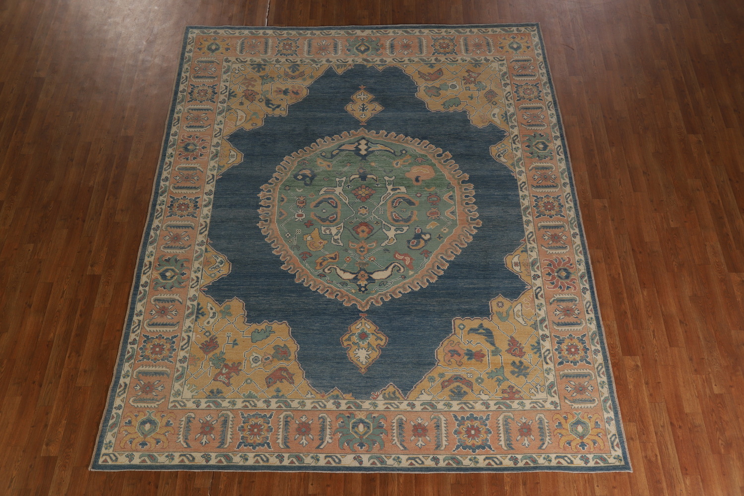 Vegetable Dye Blue Oushak Turkish Area Rug 8x10