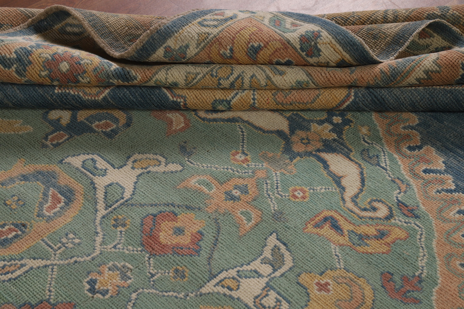 Vegetable Dye Blue Oushak Turkish Area Rug 8x10
