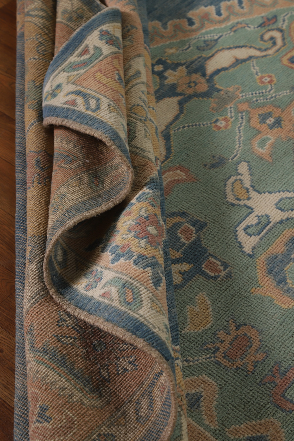 Vegetable Dye Blue Oushak Turkish Area Rug 8x10
