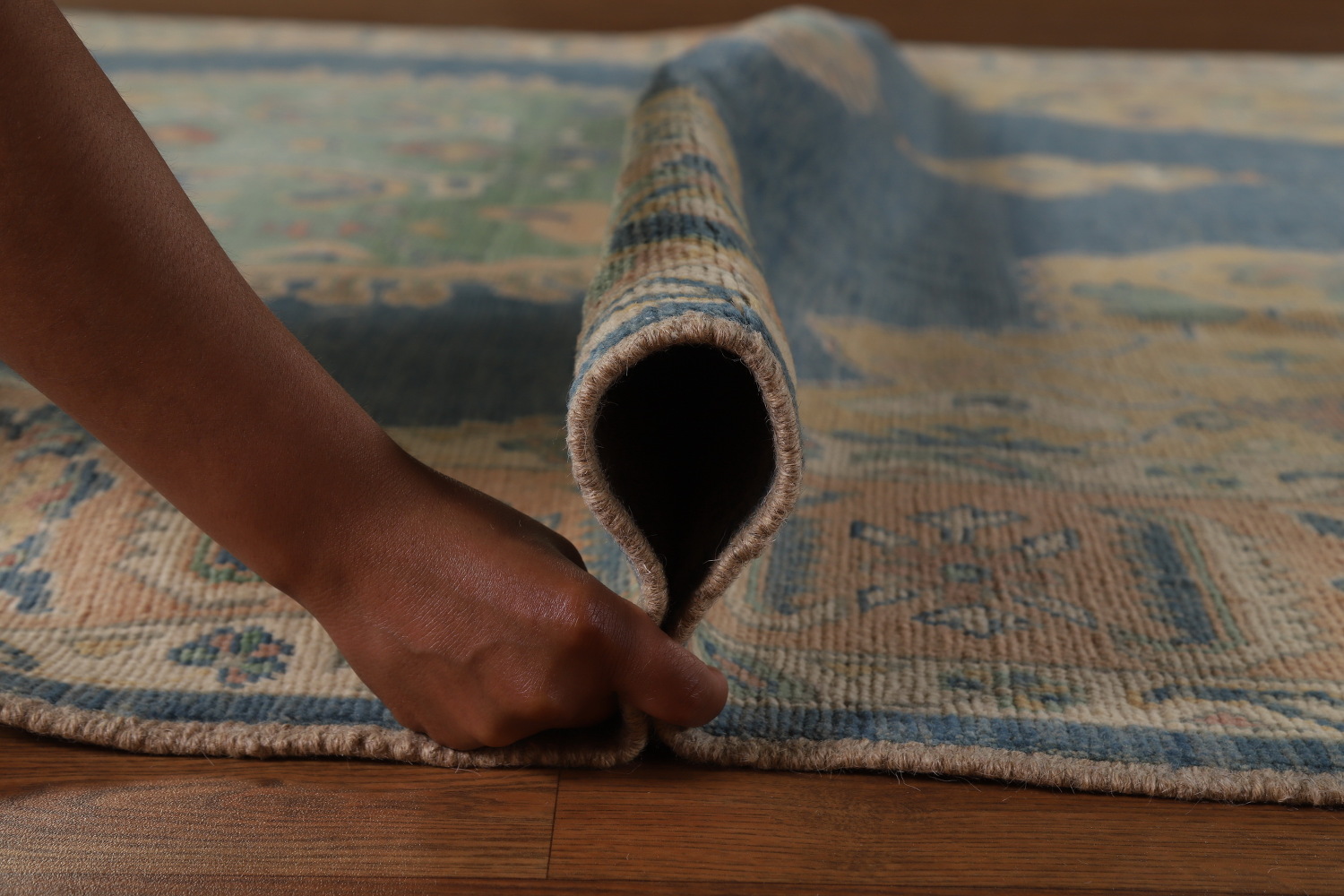 Vegetable Dye Blue Oushak Turkish Area Rug 8x10