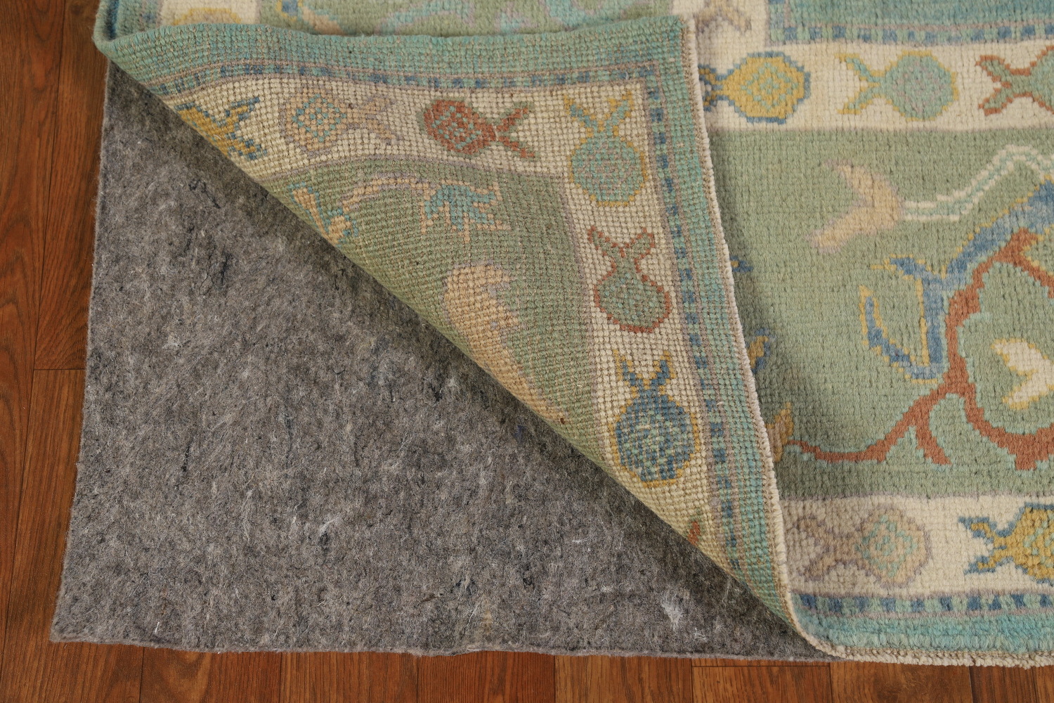 Turquoise Blue Floral Oushak Vegetable Dye Area Rug 8x10