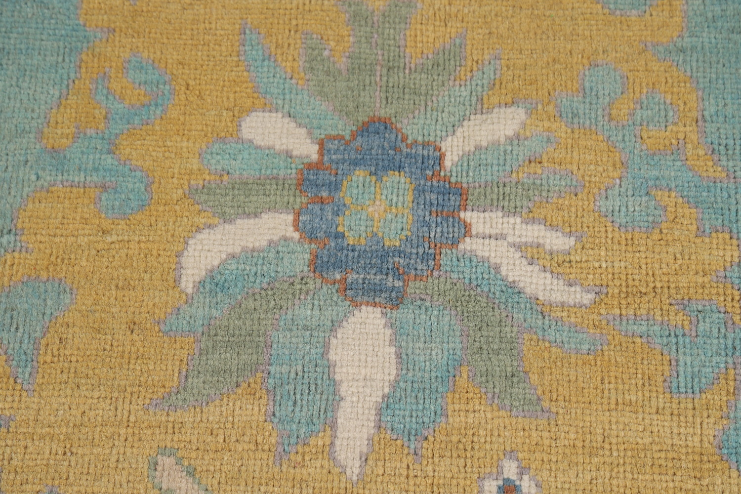 Turquoise Blue Floral Oushak Vegetable Dye Area Rug 8x10