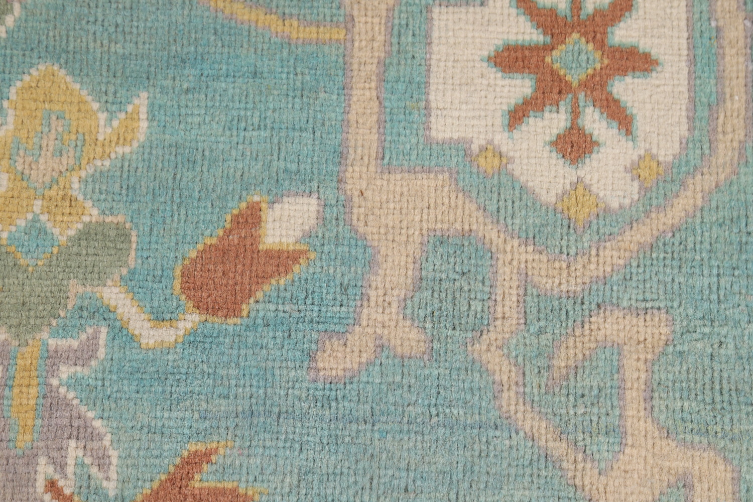 Turquoise Blue Floral Oushak Vegetable Dye Area Rug 8x10