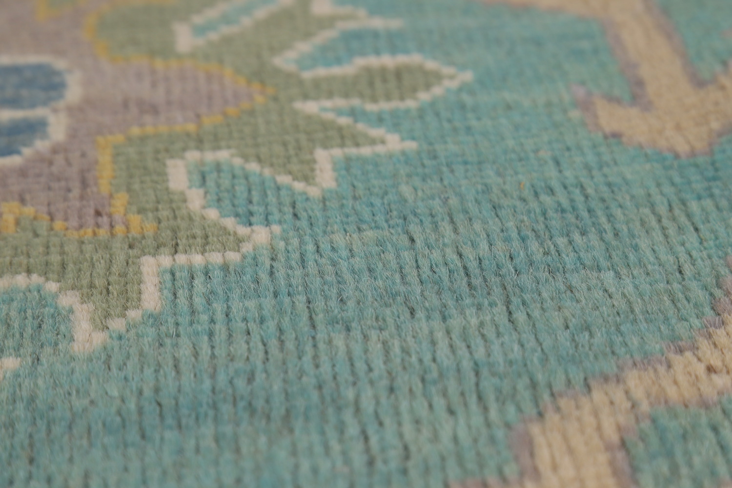 Turquoise Blue Floral Oushak Vegetable Dye Area Rug 8x10
