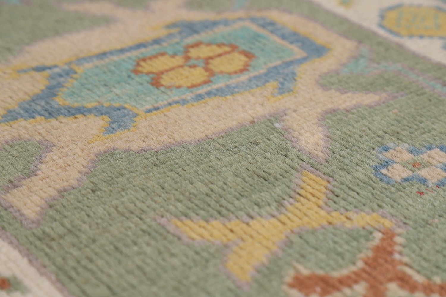 Turquoise Blue Floral Oushak Vegetable Dye Area Rug 8x10