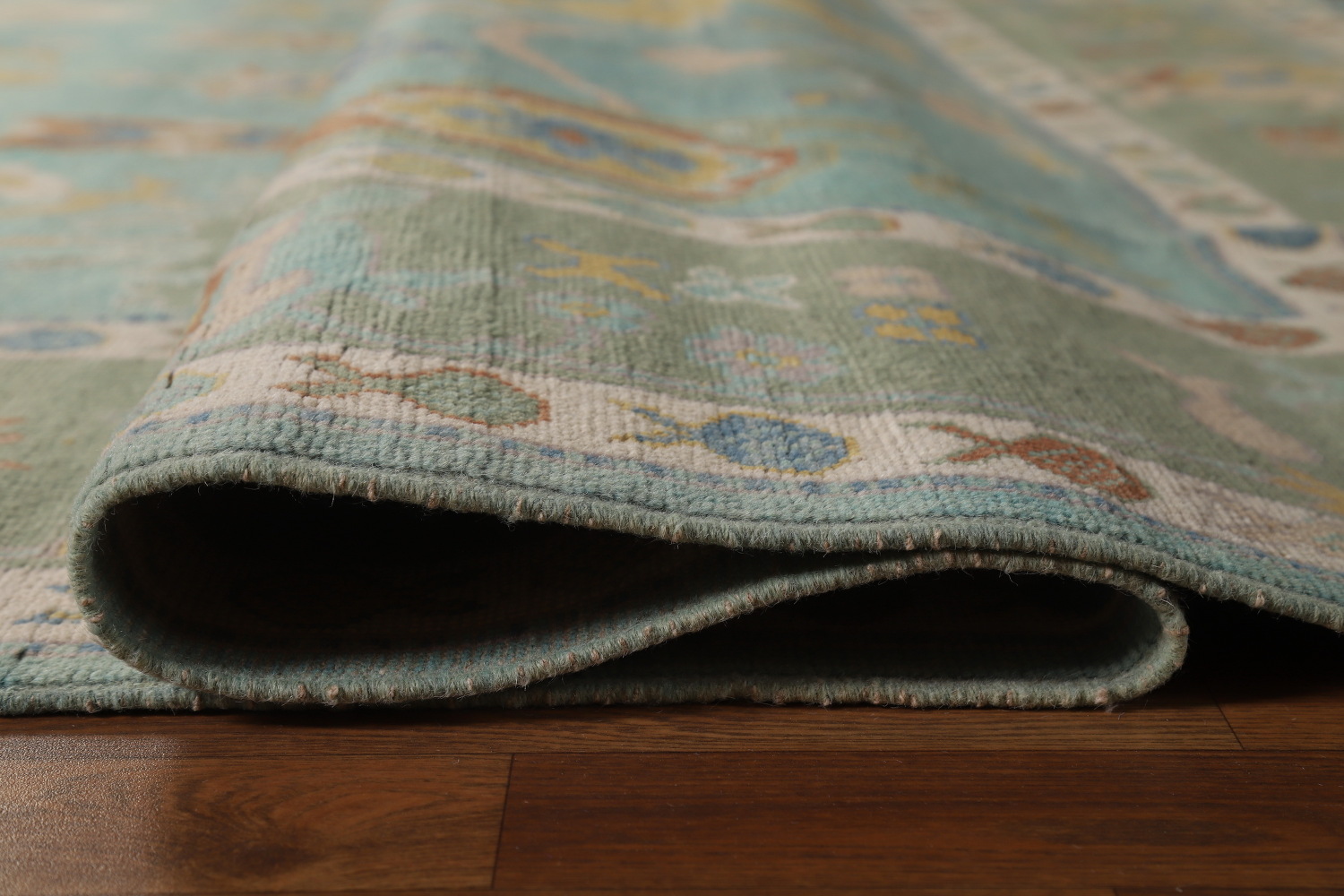 Turquoise Blue Floral Oushak Vegetable Dye Area Rug 8x10