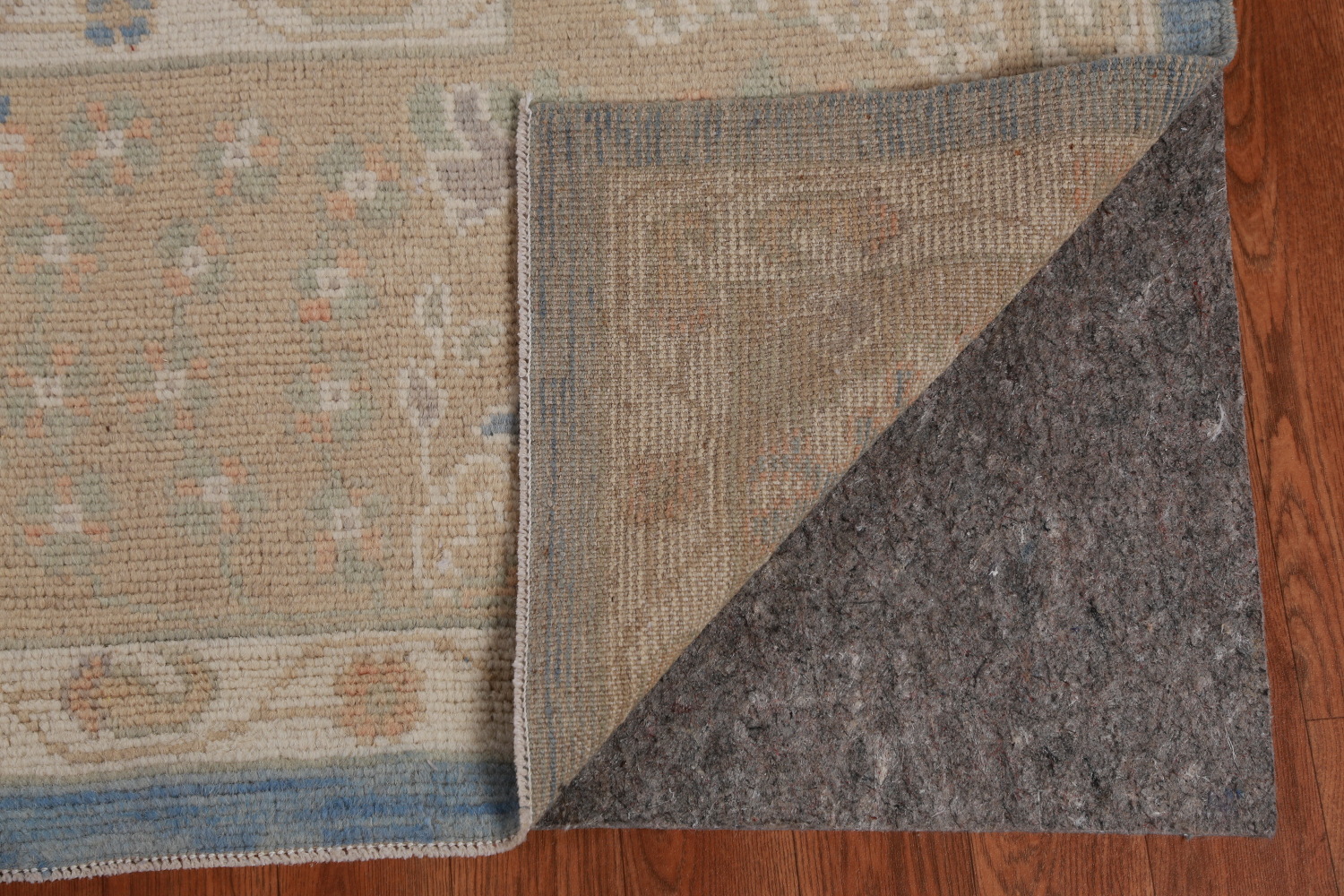 Floral Blue Oushak Vegetable Dye Large Rug 10x15